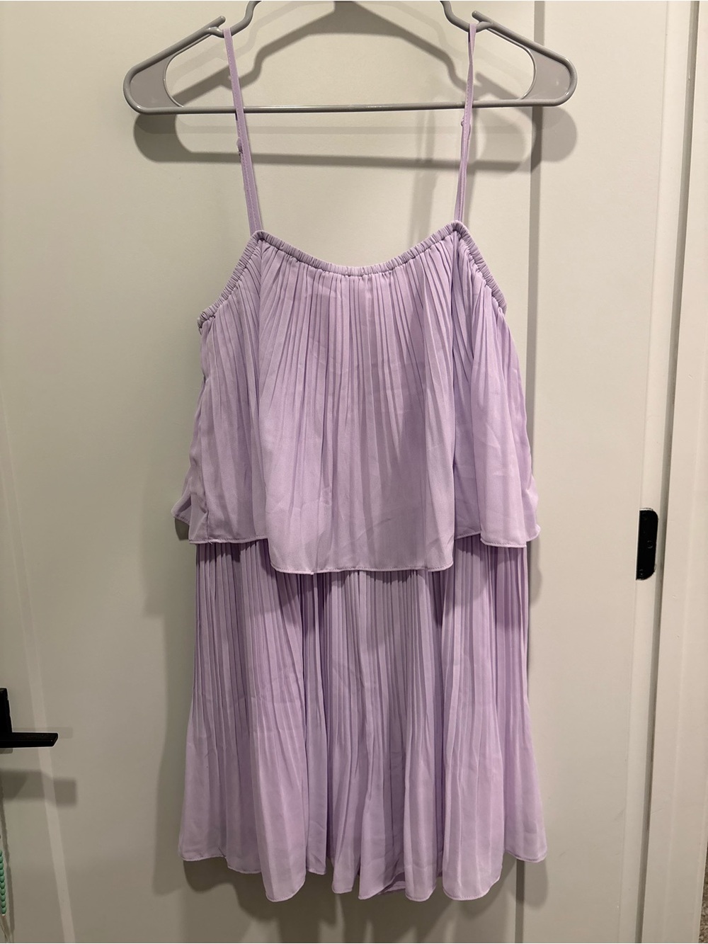 Girls' Lavender Pleated Spaghetti-Strap Dress